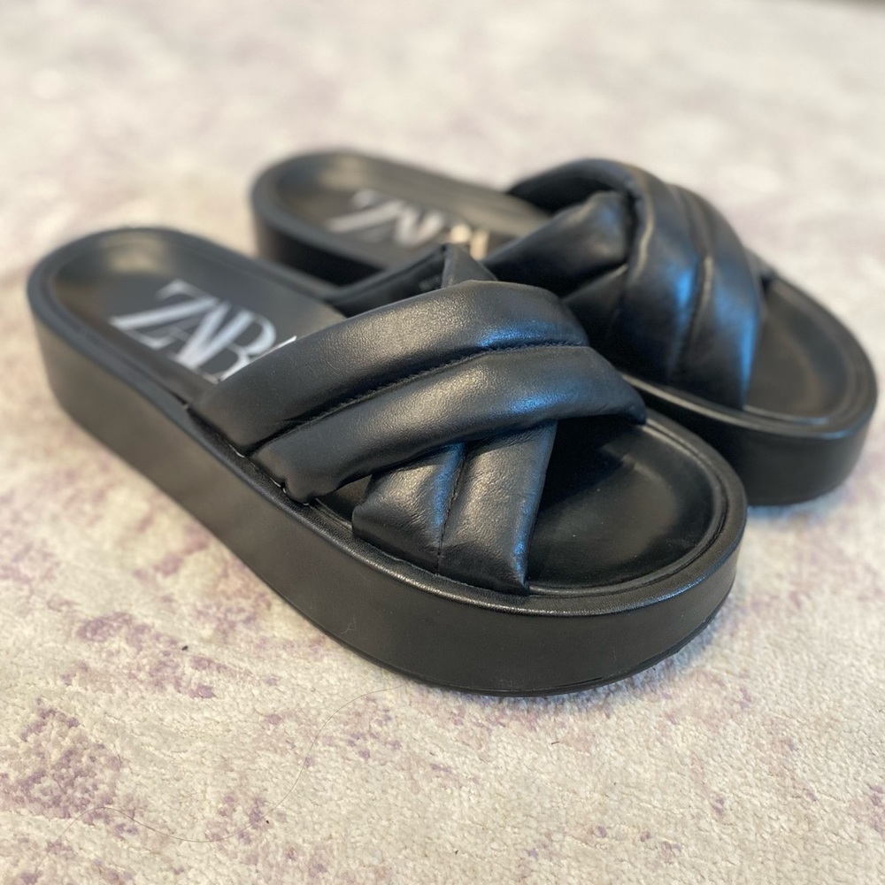 Zara platform leather sandals